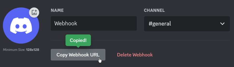 Give the webhook a name and avatar
