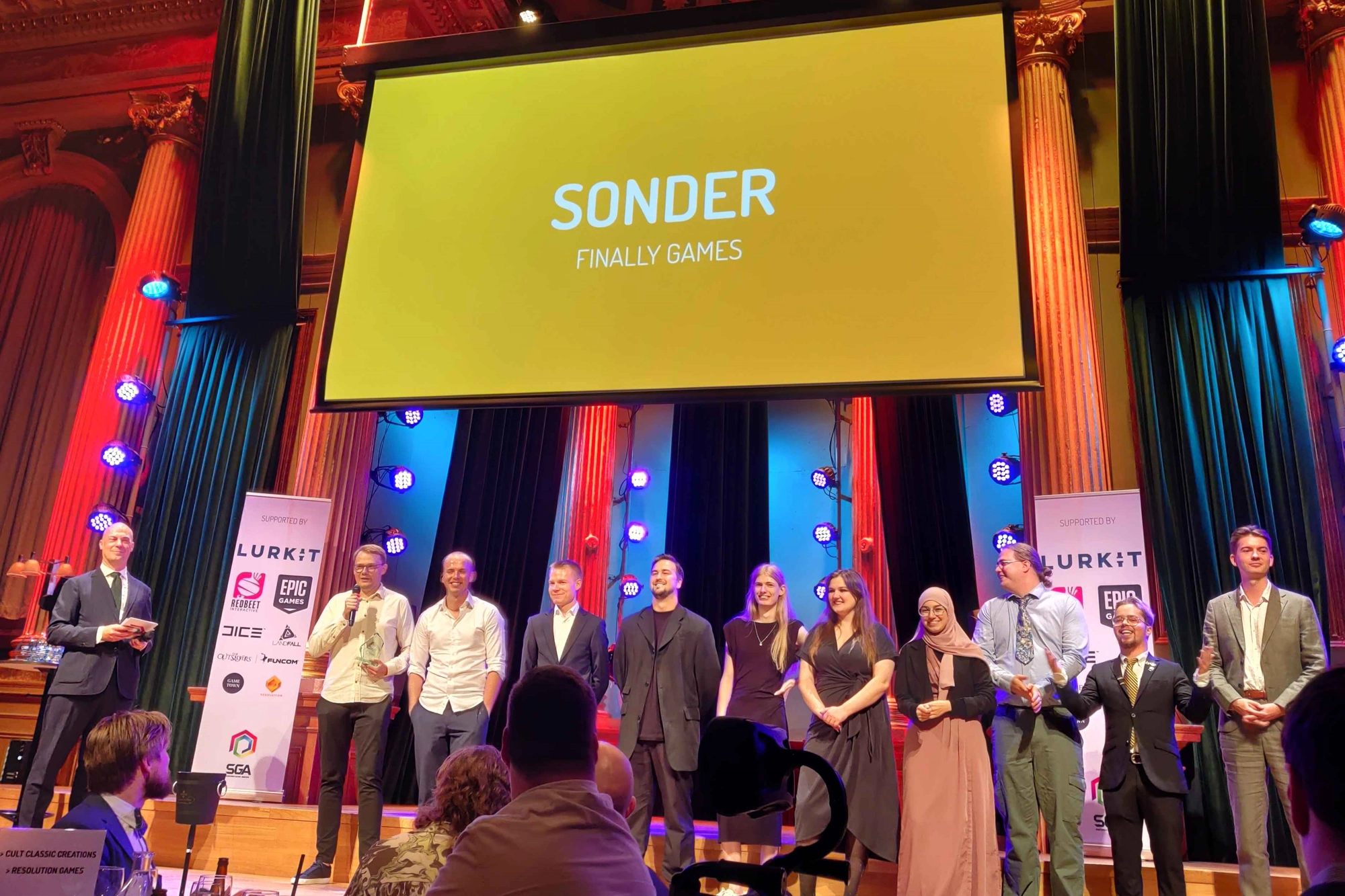 The Finally Games team on stage at SGA
